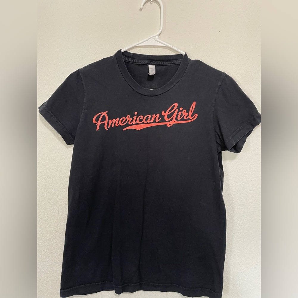 American Apparel Black Tee with Red Logo